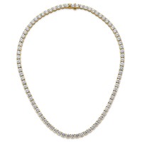 14K Yellow Gold 62.25 Carat Lab Grown Diamond VS+ F+ Complete Round Straight Tennis Necklace, 20" view 5