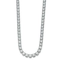 14K White Gold 67 Carat Lab Grown Diamond VS SI+ G+ Complete Round Straight Tennis Necklace, 18" view 2