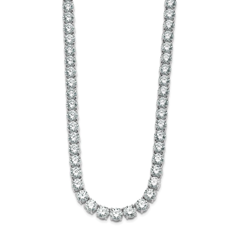 14k White Gold 83 carat Lab Grown Diamond VS+ F+ Complete Round 22 inch Straight Tennis Necklace