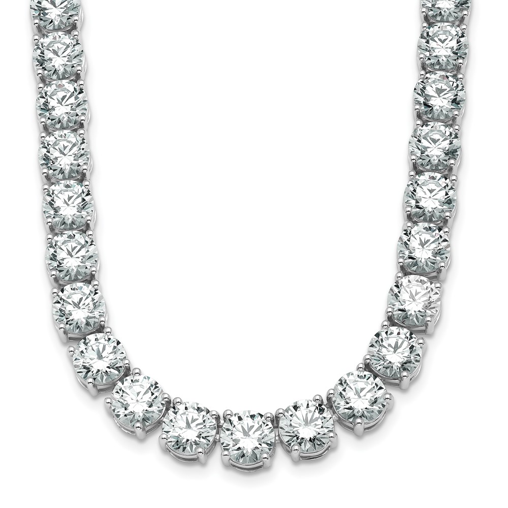 14K White Gold 67 Carat Lab Grown Diamond VS SI+ G+ Complete Round Straight Tennis Necklace, 18"
