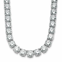 14K White Gold 67 Carat Lab Grown Diamond VS SI+ G+ Complete Round Straight Tennis Necklace, 18" view 1