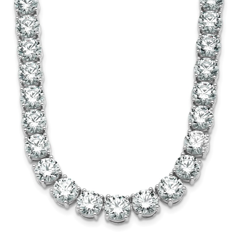 14k White Gold 83 carat Lab Grown Diamond VS+ F+ Complete Round 22 inch Straight Tennis Necklace