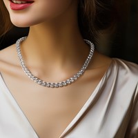 14K White Gold 67 Carat Lab Grown Diamond VS SI+ G+ Complete Round Straight Tennis Necklace, 18" view 5