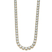 14K Yellow Gold 67 Carat Lab Grown Diamond VS SI+ G+ Complete Round Straight Tennis Necklace, 18" view 2