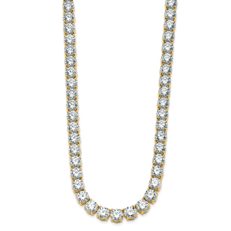 14k 67 carat Lab Grown Diamond VS+ F+ Complete Round 18 inch Straight Tennis Necklace