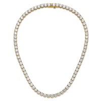 14K Yellow Gold 74 Carat Lab Grown Diamond VS+ F+ Complete Round Straight Tennis Necklace, 20" view 5
