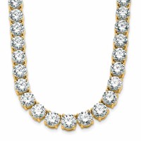14K Yellow Gold 67 Carat Lab Grown Diamond VS SI+ G+ Complete Round Straight Tennis Necklace, 18" view 1