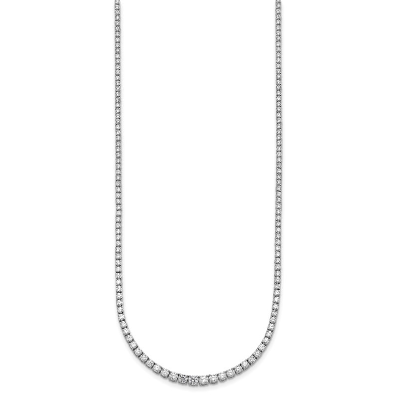 14k White Gold 5 3/8 carat Lab Grown Diamond VS/SI+ G+ Complete Round 18 inch Graduated Tennis Necklace