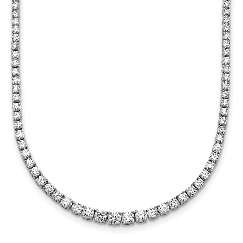 14K White Gold 5.38 Carat Lab Grown Diamond VS+ F+ Complete Round Graduated Tennis Necklace, 18"