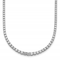 14K White Gold 5.38 Carat Lab Grown Diamond VS+ F+ Complete Round Graduated Tennis Necklace, 18" view 1
