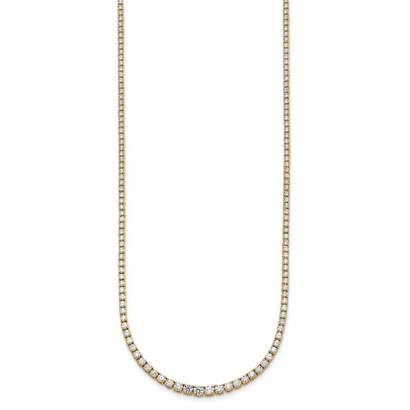 14k 5 3/8 carat Lab Grown Diamond VS+ F+ Complete Round 18 inch Graduated Tennis Necklace