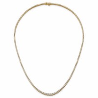 14K Yellow Gold 5.38 Carat Lab Grown Diamond VS SI+ G+ Complete Round Graduated Tennis Necklace, 18" view 4