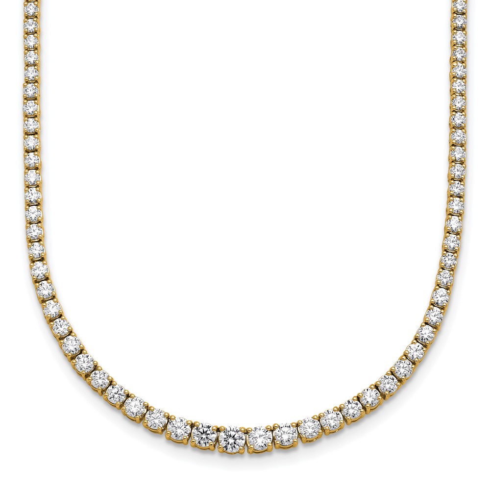 14K Yellow Gold 5.38 Carat Lab Grown Diamond VS SI+ G+ Complete Round Graduated Tennis Necklace, 18"