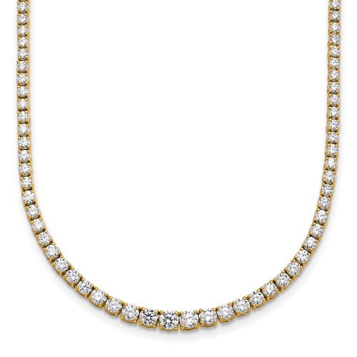 14K Yellow Gold 5.38 Carat Lab Grown Diamond VS+ F+ Complete Round Graduated Tennis Necklace, 18"