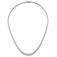 14K White Gold 9.88 Carat Lab Grown Diamond VS SI+ G+ Complete Round Graduated Tennis Necklace, 18" view 4