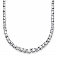 14K White Gold 9.88 Carat Lab Grown Diamond VS SI+ G+ Complete Round Graduated Tennis Necklace, 18" view 1