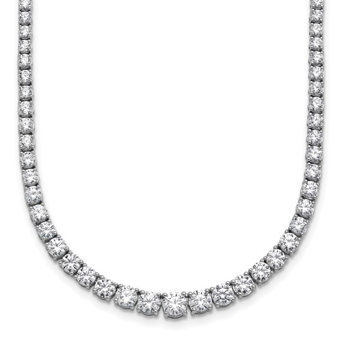 14K White Gold 9.88 Carat Lab Grown Diamond VS+ F+ Complete Round Graduated Tennis Necklace, 18"