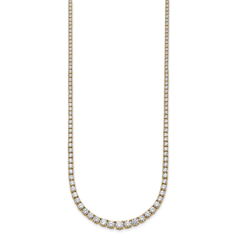 14k 9 7/8 carat Lab Grown Diamond VS+ F+ Complete Round 18 inch Graduated Tennis Necklace