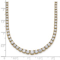 14K Yellow Gold 9.88 Carat Lab Grown Diamond VS+ F+ Complete Round Graduated Tennis Necklace, 18" view 5