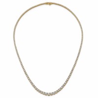 14K Yellow Gold 9.88 Carat Lab Grown Diamond VS+ F+ Complete Round Graduated Tennis Necklace, 18" view 4