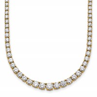 14K Yellow Gold 9.88 Carat Lab Grown Diamond VS+ F+ Complete Round Graduated Tennis Necklace, 18" view 1