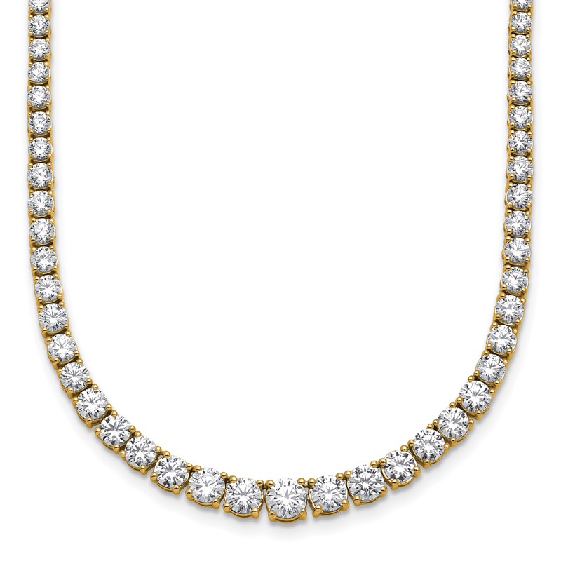 14k 9 7/8 carat Lab Grown Diamond VS+ F+ Complete Round 18 inch Graduated Tennis Necklace