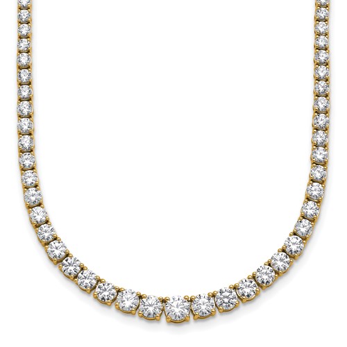 14K Yellow Gold 9.88 Carat Lab Grown Diamond VS SI+ G+ Complete Round Graduated Tennis Necklace, 18"