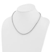 14K White Gold 14.50 Carat Lab Grown Diamond VS SI+ G+ Complete Round Graduated Tennis Necklace, 18" view 3
