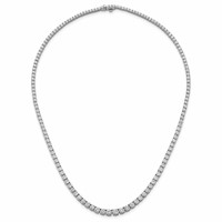 14K White Gold 14.50 Carat Lab Grown Diamond VS SI+ G+ Complete Round Graduated Tennis Necklace, 18" view 4