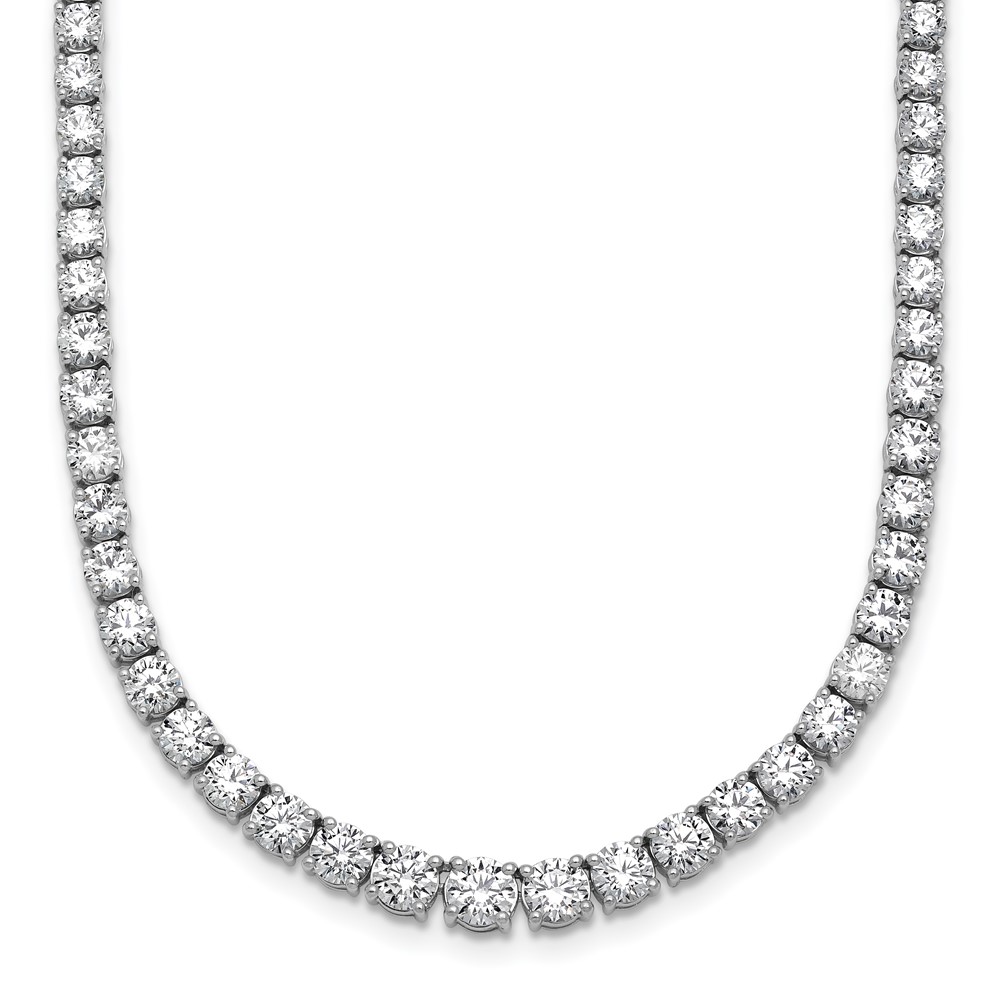 14K White Gold 14.50 Carat Lab Grown Diamond VS SI+ G+ Complete Round Graduated Tennis Necklace, 18"