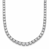 14K White Gold 14.50 Carat Lab Grown Diamond VS SI+ G+ Complete Round Graduated Tennis Necklace, 18" view 1