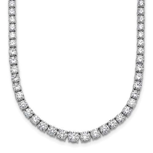 14K White Gold 14.50 Carat Lab Grown Diamond VS+ F+ Complete Round Graduated Tennis Necklace, 18"
