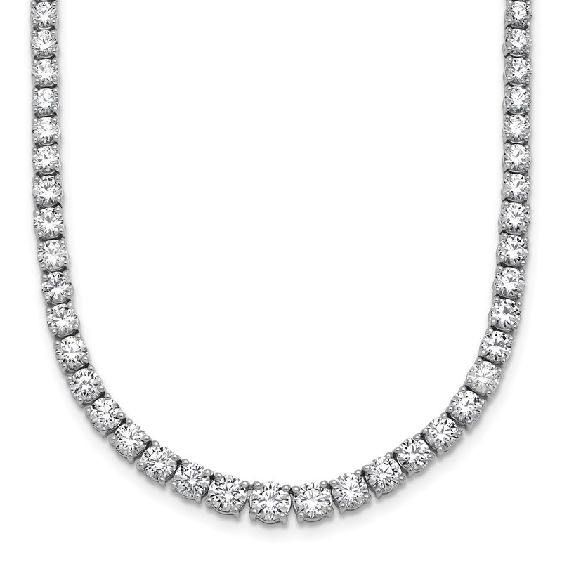 14k White Gold 14 1/2 carat Lab Grown Diamond VS+ F+ Complete Round 18 inch Graduated Tennis Necklace