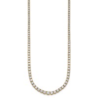 14K Yellow Gold 14.50 Carat Lab Grown Diamond VS SI+ G+ Complete Round Graduated Tennis Necklace, 18" view 2