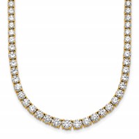 14K Yellow Gold 14.50 Carat Lab Grown Diamond VS SI+ G+ Complete Round Graduated Tennis Necklace, 18" view 1