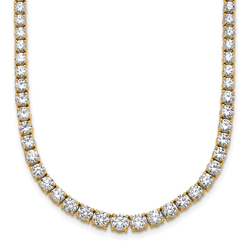 14k 14 1/2 carat Lab Grown Diamond VS+ F+ Complete Round 18 inch Graduated Tennis Necklace