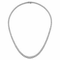 14K White Gold 18.88 Carat Lab Grown Diamond VS SI+ G+ Complete Round Graduated Tennis Necklace, 18" view 4