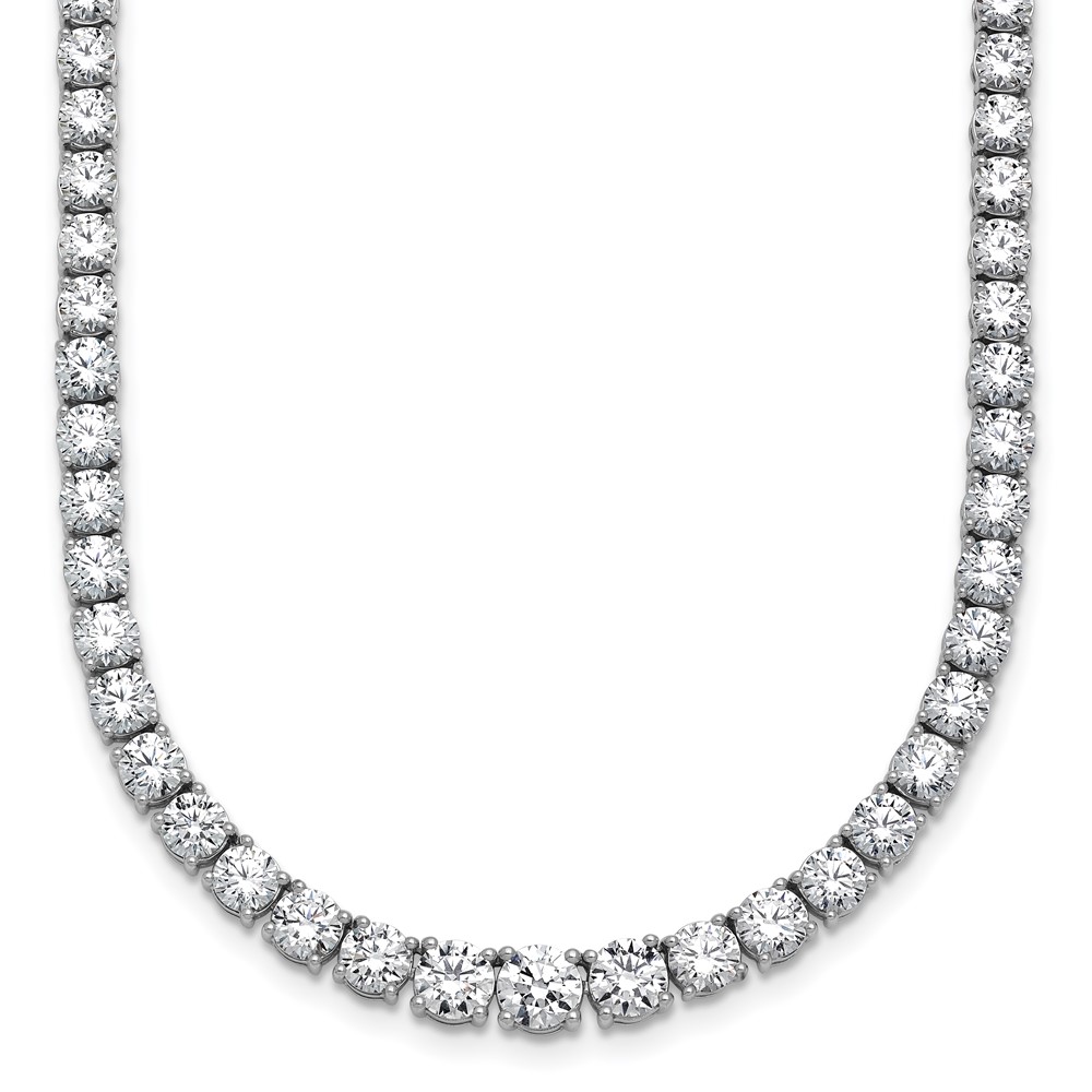 14K White Gold 18.88 Carat Lab Grown Diamond VS SI+ G+ Complete Round Graduated Tennis Necklace, 18"