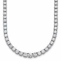 14K White Gold 18.88 Carat Lab Grown Diamond VS SI+ G+ Complete Round Graduated Tennis Necklace, 18" view 1