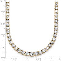 14K Yellow Gold 18.88 Carat Lab Grown Diamond VS SI+ G+ Complete Round Graduated Tennis Necklace, 18" view 5