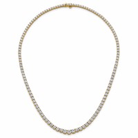 14K Yellow Gold 18.88 Carat Lab Grown Diamond VS SI+ G+ Complete Round Graduated Tennis Necklace, 18" view 4