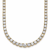 14K Yellow Gold 18.88 Carat Lab Grown Diamond VS SI+ G+ Complete Round Graduated Tennis Necklace, 18" view 1