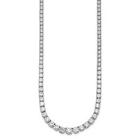 14K White Gold 28.50 Carat Lab Grown Diamond VS+ F+ Complete Round Graduated Tennis Necklace, 18" view 2