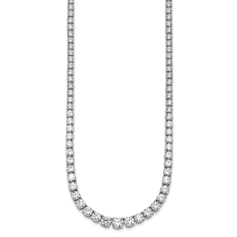 14k White Gold 28 1/2 carat Lab Grown Diamond VS/SI+ G+ Complete Round 18 inch Graduated Tennis Necklace