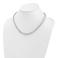 14K White Gold 28.50 Carat Lab Grown Diamond VS+ F+ Complete Round Graduated Tennis Necklace, 18" view 3