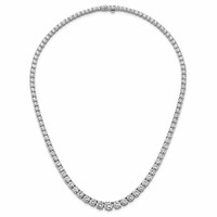 14K White Gold 28.50 Carat Lab Grown Diamond VS+ F+ Complete Round Graduated Tennis Necklace, 18" view 4