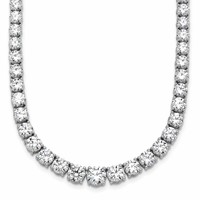 14K White Gold 28.50 Carat Lab Grown Diamond VS+ F+ Complete Round Graduated Tennis Necklace, 18" view 1