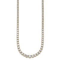 14K Yellow Gold 28.50 Carat Lab Grown Diamond VS+ F+ Complete Round Graduated Tennis Necklace, 18" view 2