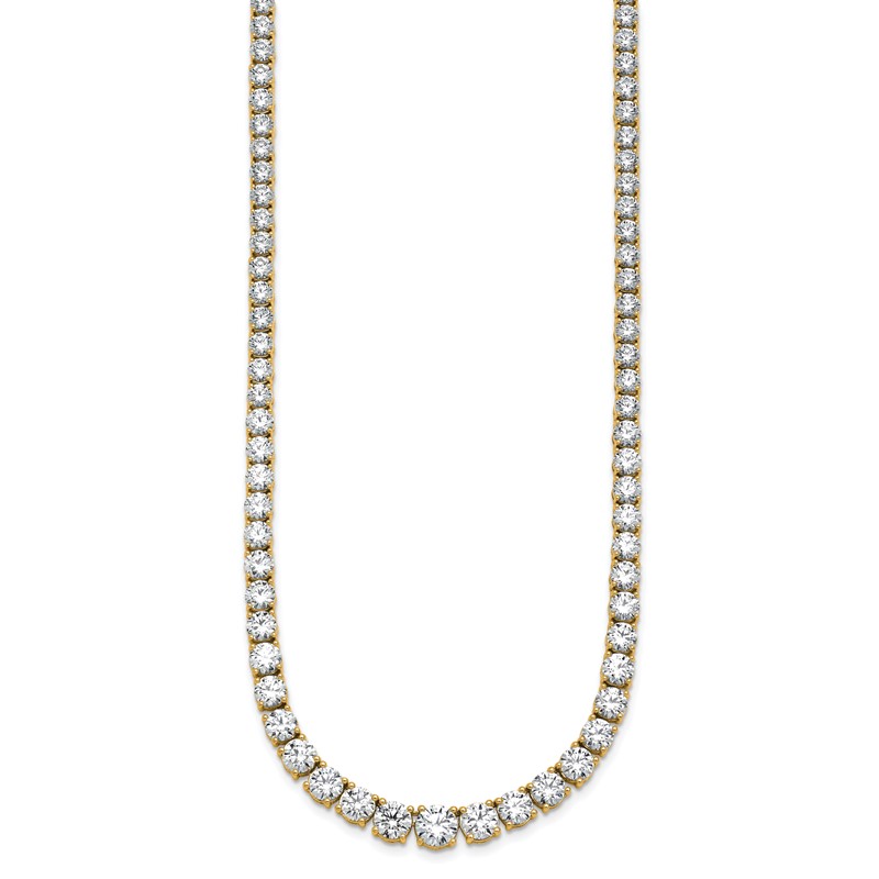 14k 28 1/2 carat Lab Grown Diamond VS+ F+ Complete Round 18 inch Graduated Tennis Necklace