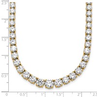 14K Yellow Gold 28.50 Carat Lab Grown Diamond VS+ F+ Complete Round Graduated Tennis Necklace, 18" view 5
